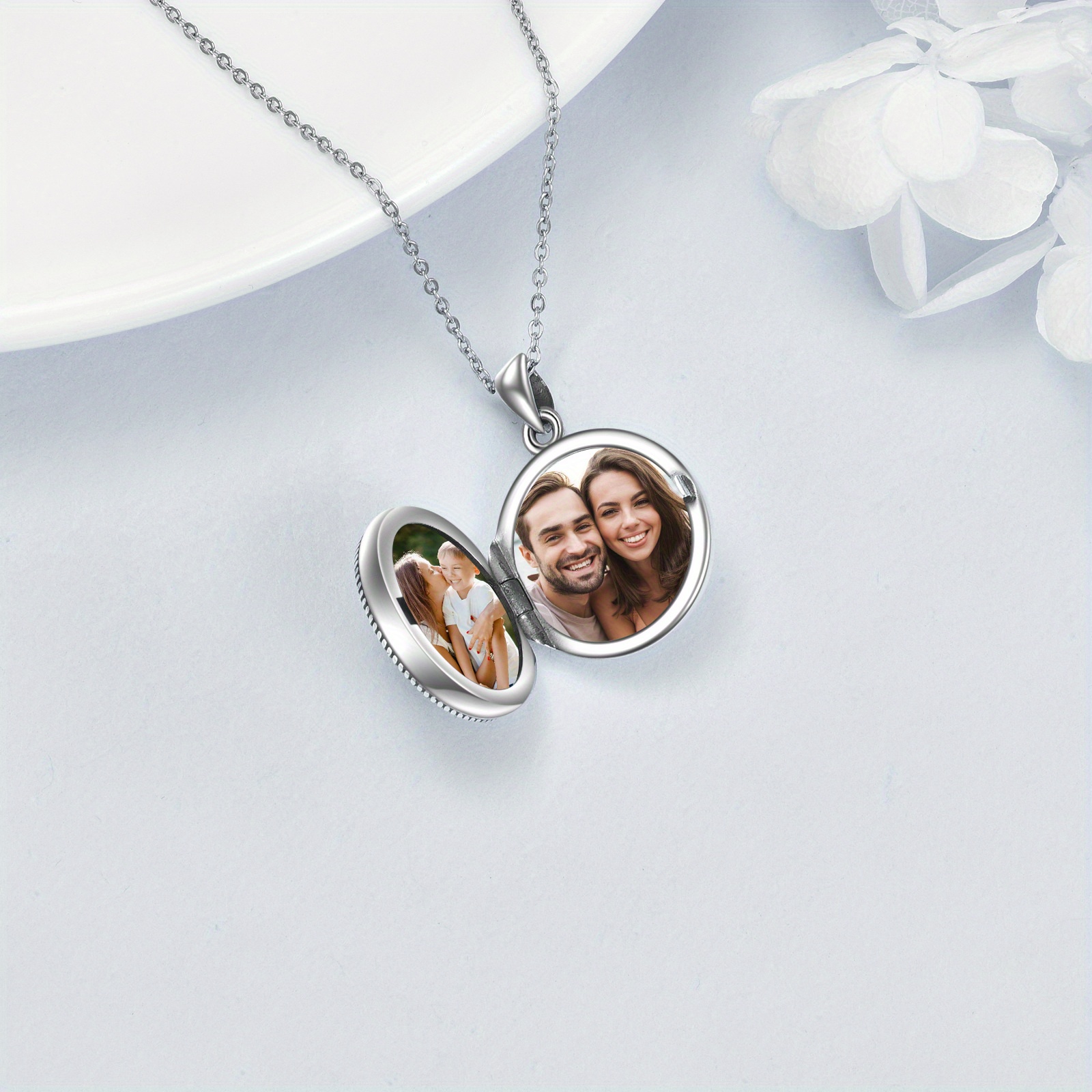 Guardian Angel Locket Necklace, Sterling Silver Pendant